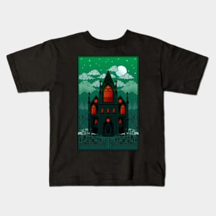 Gothic Cathedral with graveyard Red and Green Kids T-Shirt